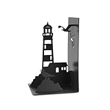 Balvi Sujetalibros Lighthouse Color Negro Clásica Vista de la Costa: Faro y gaviotas Metal