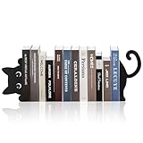 Vesavifaka Gato Espía Set de Sujetalibros de Metal con 2 Estilos, Sujetalibros Navideños para Estanterías, Soporte Decorativo de Libros para Escritorio de Oficina en Casa, Regalo para Amantes de