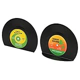 Yidenguk - Sujetalibros con forma de discos de vinilo, vintage, soporte para CD, para dormitorio, biblioteca, oficina, escuela, suministros de papelería, 2 unidades