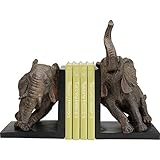 Kare Design Elephants Sujetalibros, Set 2 Unidades, Gris, Hechos a Mano, Únicos, Antideslizantes, Decorativos, Estantería, Oficina en Casa, Sala de Estar, Regalo, Estabilidad, 25x12x12 cm A/L/P