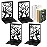 Vasmeiy 4 Piezas Negro Sujetalibros de Metal, 9 * 12 * 17.5 cm Sujeta Libros Estanteria con Alfombrilla Antideslizante, Soporte Libros Estanteria para Escuela, Oficina, Hogar, Biblioteca